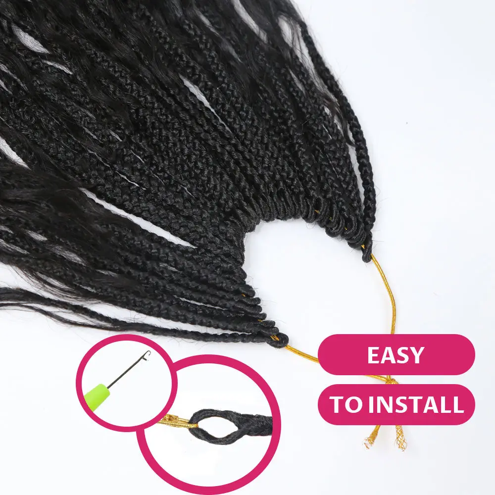 Pre-Looped Crochet Boho Box Braids Human Hair Curls 18 Inch - Image 6