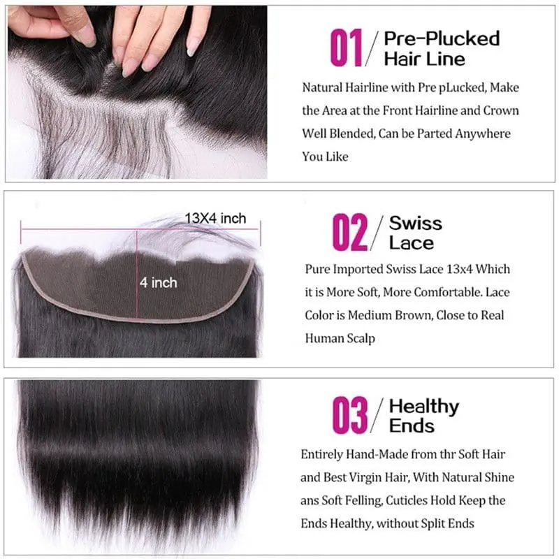 13x4 Lace Frontal Silky Straight Human Hair - Image 3