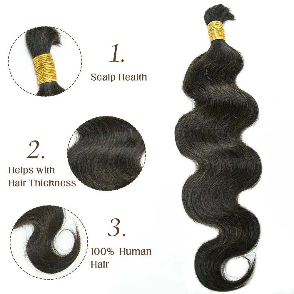 #2 Dark Brown Bulk Human Braiding Hair Body Wave - Image 2