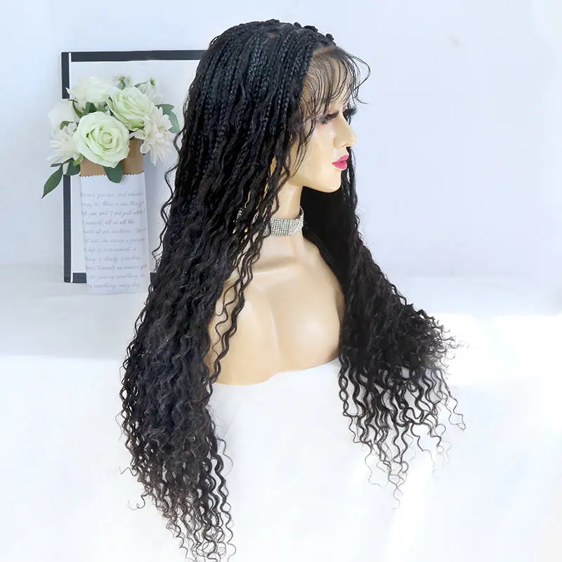 24 Inch Diamond  Transparent Lace Crochet Knotless Bohemian Braided Wig - Image 4