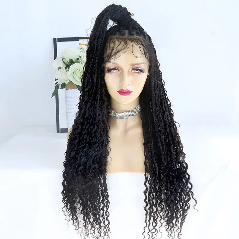 24 Inch Diamond  Transparent Lace Crochet Knotless Bohemian Braided Wig - Image 6