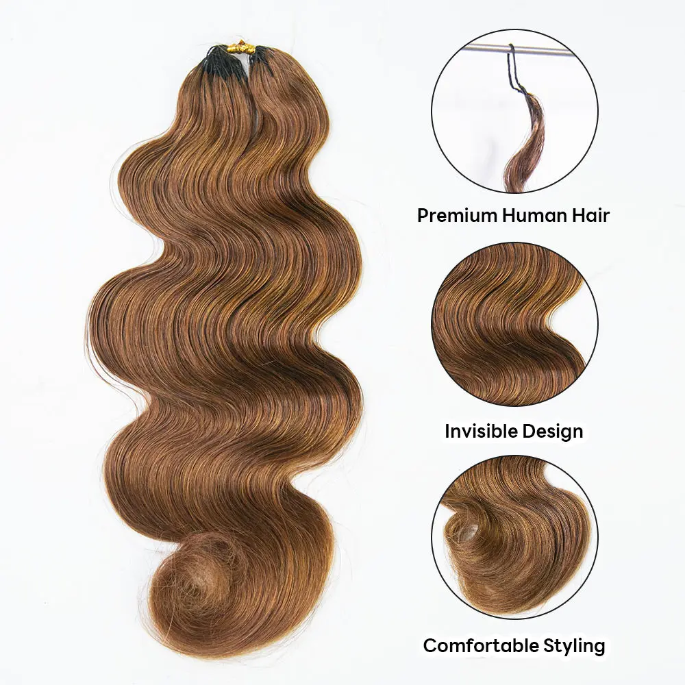 Color 30 Body Wave Crochet Human Hair Extensions - Image 3