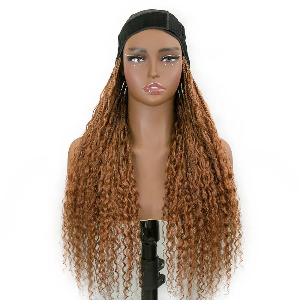 #30 Color Grab & Go Braids Band With Boho Style Human Hair Curls