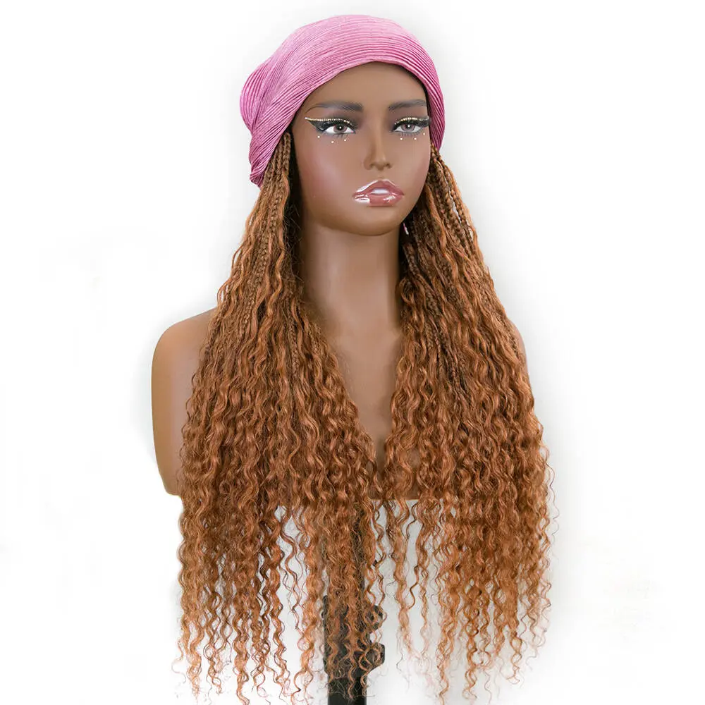 #30 Color Grab & Go Braids Band With Boho Style Human Hair Curls - Image 5