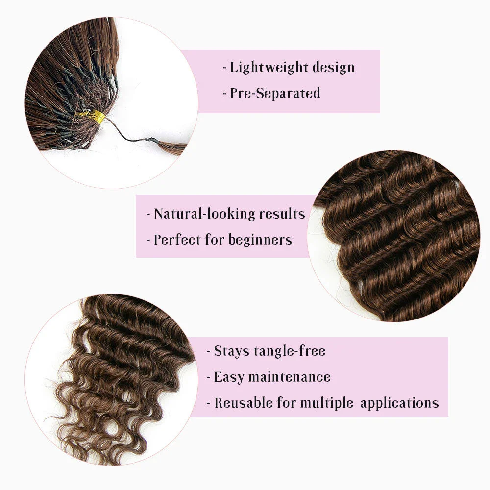 4 Brown Deep Wave Crochet Human Hair Extensions - Image 3
