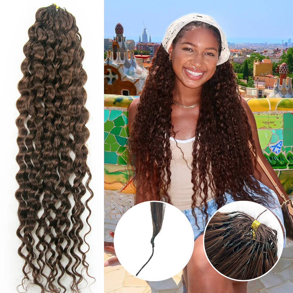 Brown Crochet Hair | 4 Brown Water Wave Human Hair - Image 2