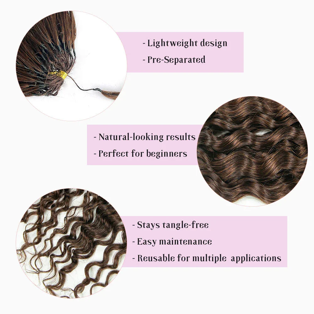 Brown Crochet Hair | 4 Brown Water Wave Human Hair - Image 4