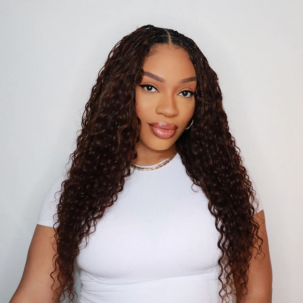 #4 Dark Brown Deep Wave Bulk Human Hair for Braiding - Image 2