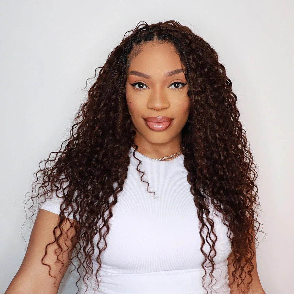 #4 Dark Brown Deep Wave Bulk Human Hair for Braiding - Image 4