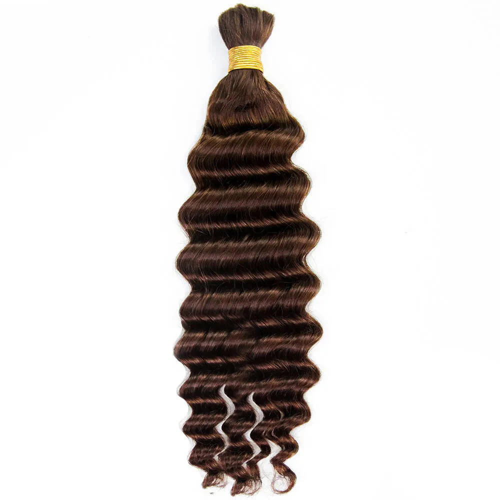 #4 Dark Brown Deep Wave Bulk Human Hair for Braiding - Image 7