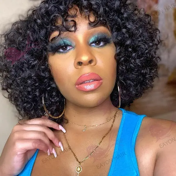 5x5 Lace Closure Wig Loose Curly BOB With Bang BOBLCB55 - Image 3