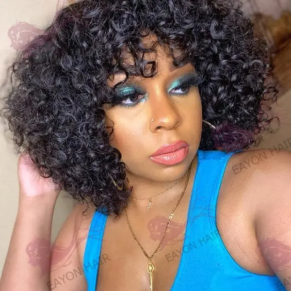 5x5 Lace Closure Wig Loose Curly BOB With Bang BOBLCB55 - Image 4