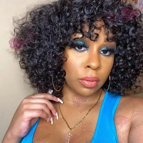 5x5 Lace Closure Wig Loose Curly BOB With Bang BOBLCB55 - Image 5