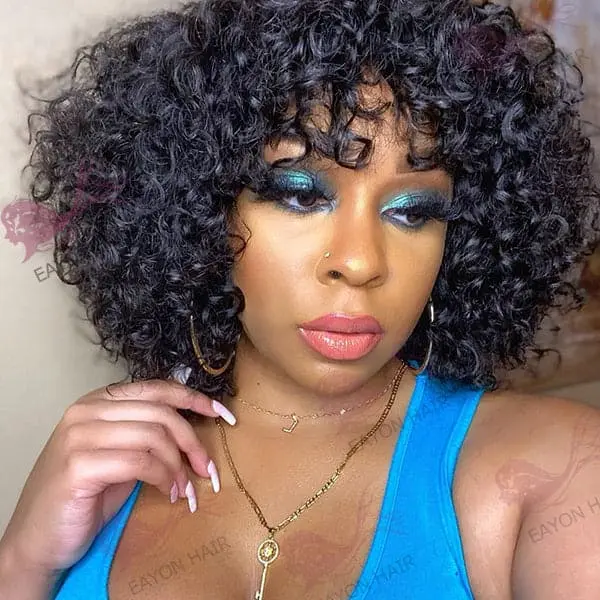 5x5 Lace Closure Wig Loose Curly BOB With Bang BOBLCB55 - Image 6