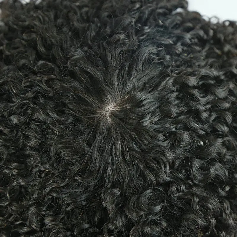 Afro Kinky Curly With Bangs Hand Tied With Machine Made No Lace Wig - Image 8