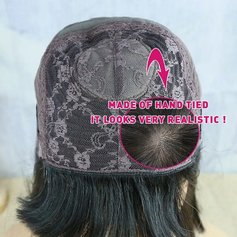 Afro Kinky Curly With Bangs Hand Tied With Machine Made No Lace Wig - Image 9