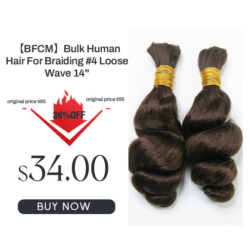 Bulk Human Hair For Braiding 4# Loose Wave 14" E51044【CLEARANCE】 - Image 2