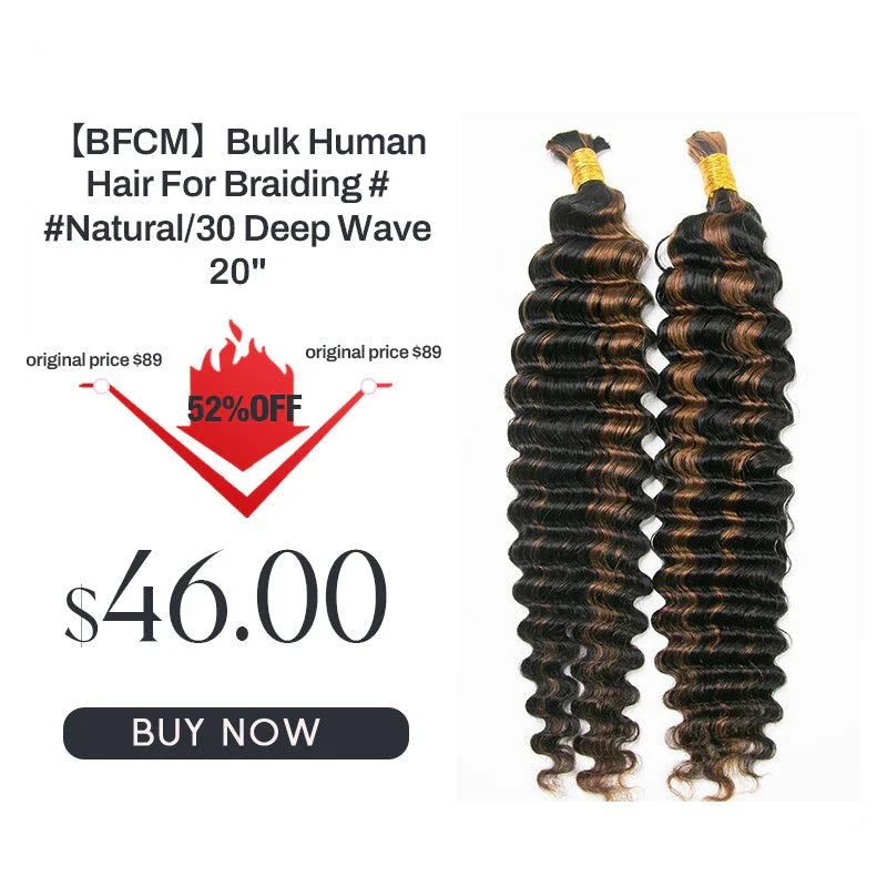 Bulk Human Hair For Braiding #Natural/30 Deep Wave 20“ E51051【CLEARANCE】 - Image 6
