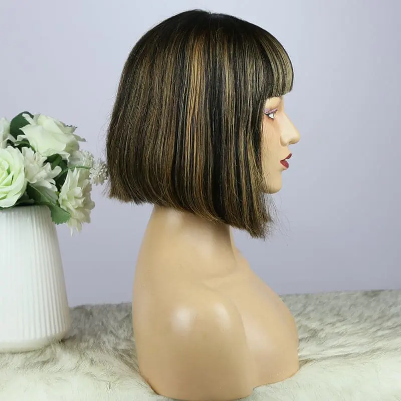 BOB Straight With Bang Mixed 1B/27  Human Hair Wig  BT1B27 - Image 3