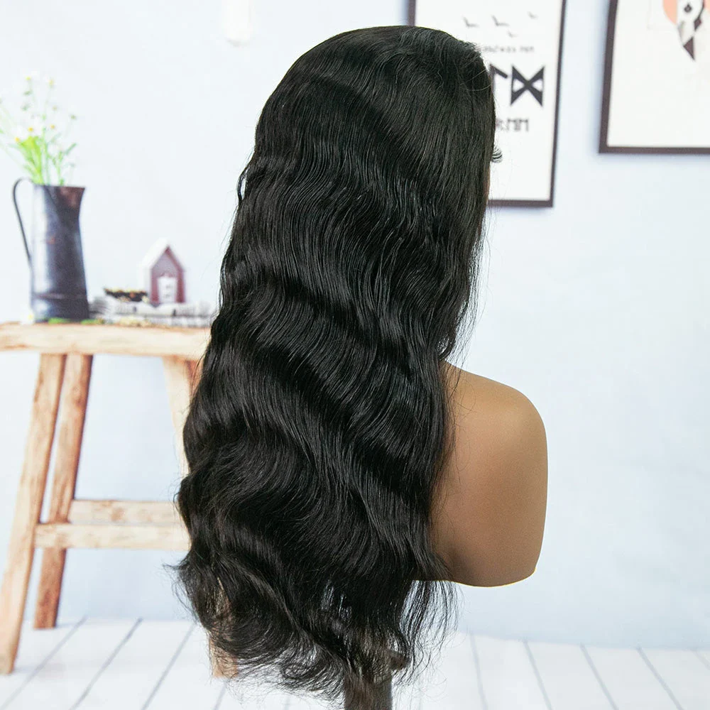 Body Wave 3/4 Half Wig Drawstring Flip Over Human Hair Wig - Image 3