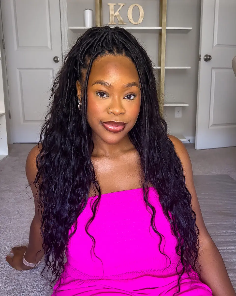 Boho Locs Crochet Hair with Human Hair Curls - Image 12