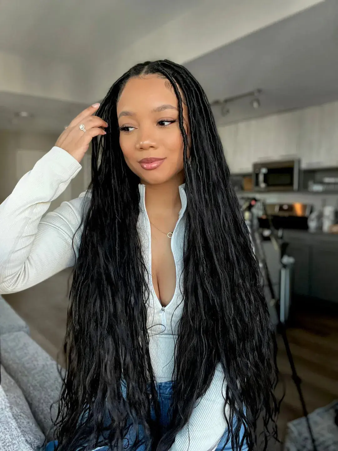 Boho Locs Crochet Hair with Human Hair Curls - Image 14