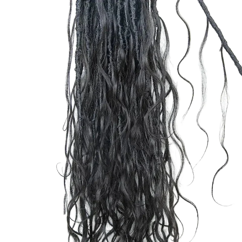 Boho Locs Crochet Hair with Human Hair Curls - Image 16