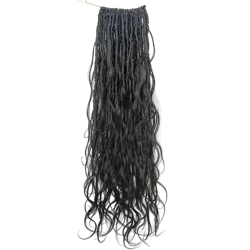 Boho Locs Crochet Hair with Human Hair Curls - Image 18