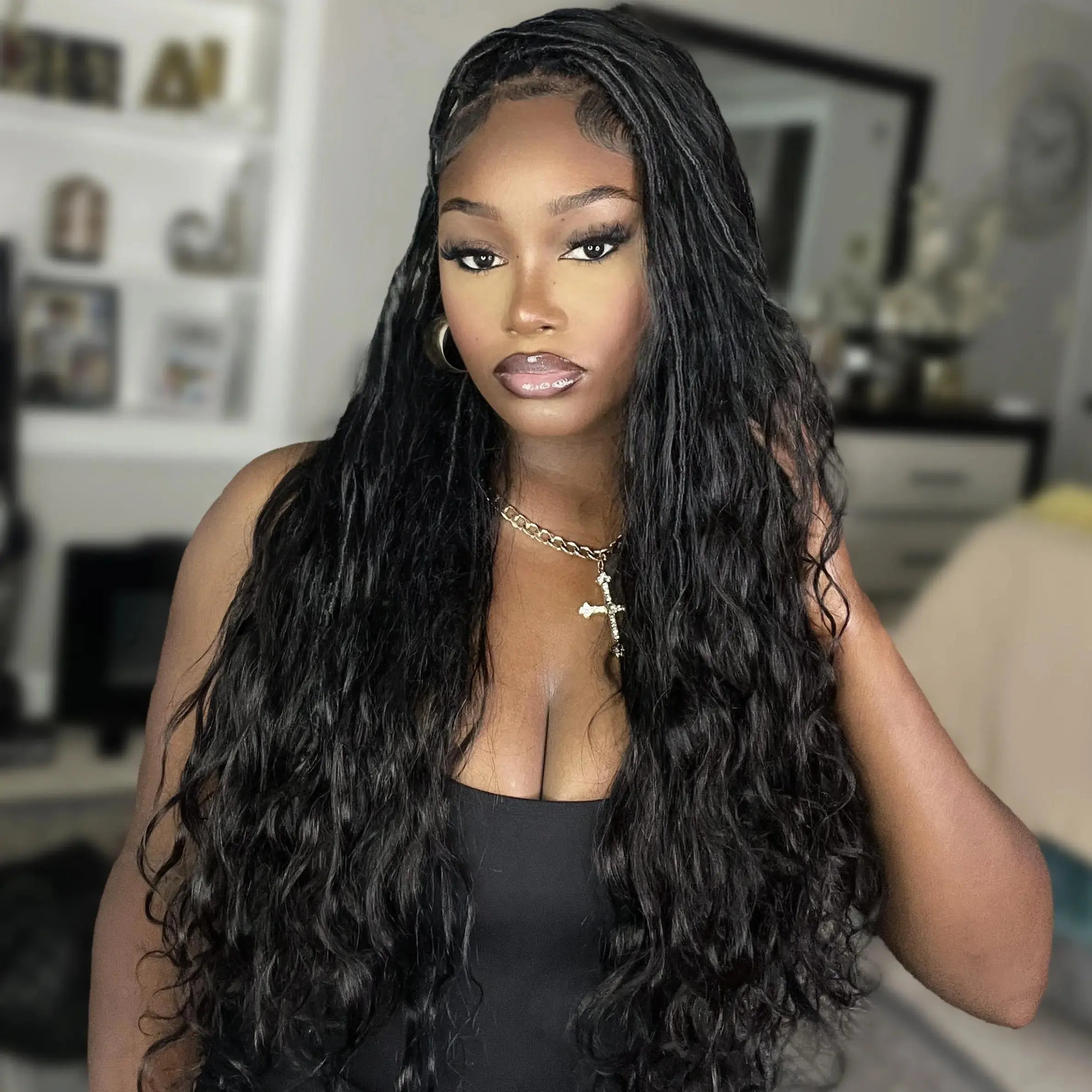 Boho Locs Crochet Hair with Human Hair Curls - Image 6