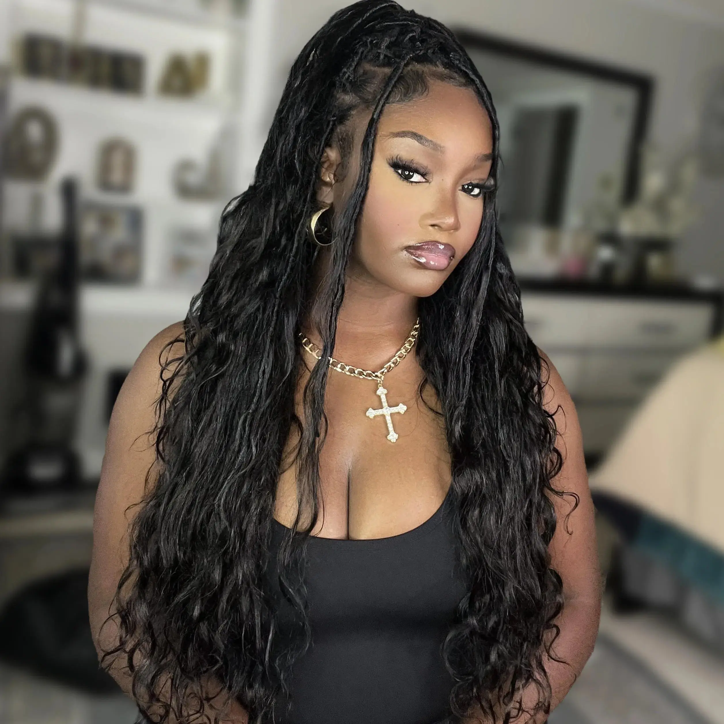 Boho Locs Crochet Hair with Human Hair Curls - Image 7