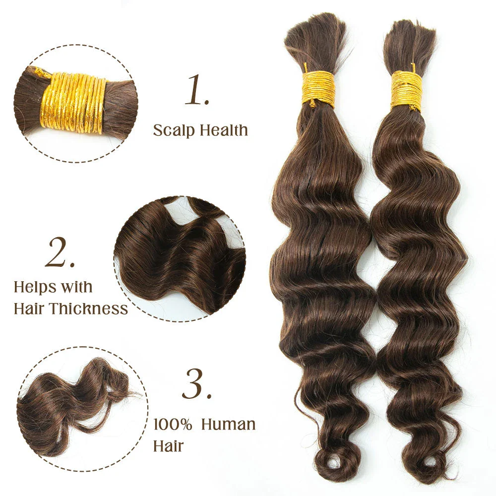 Bulk Human Hair For Braiding #4 Loose Wave - Image 2