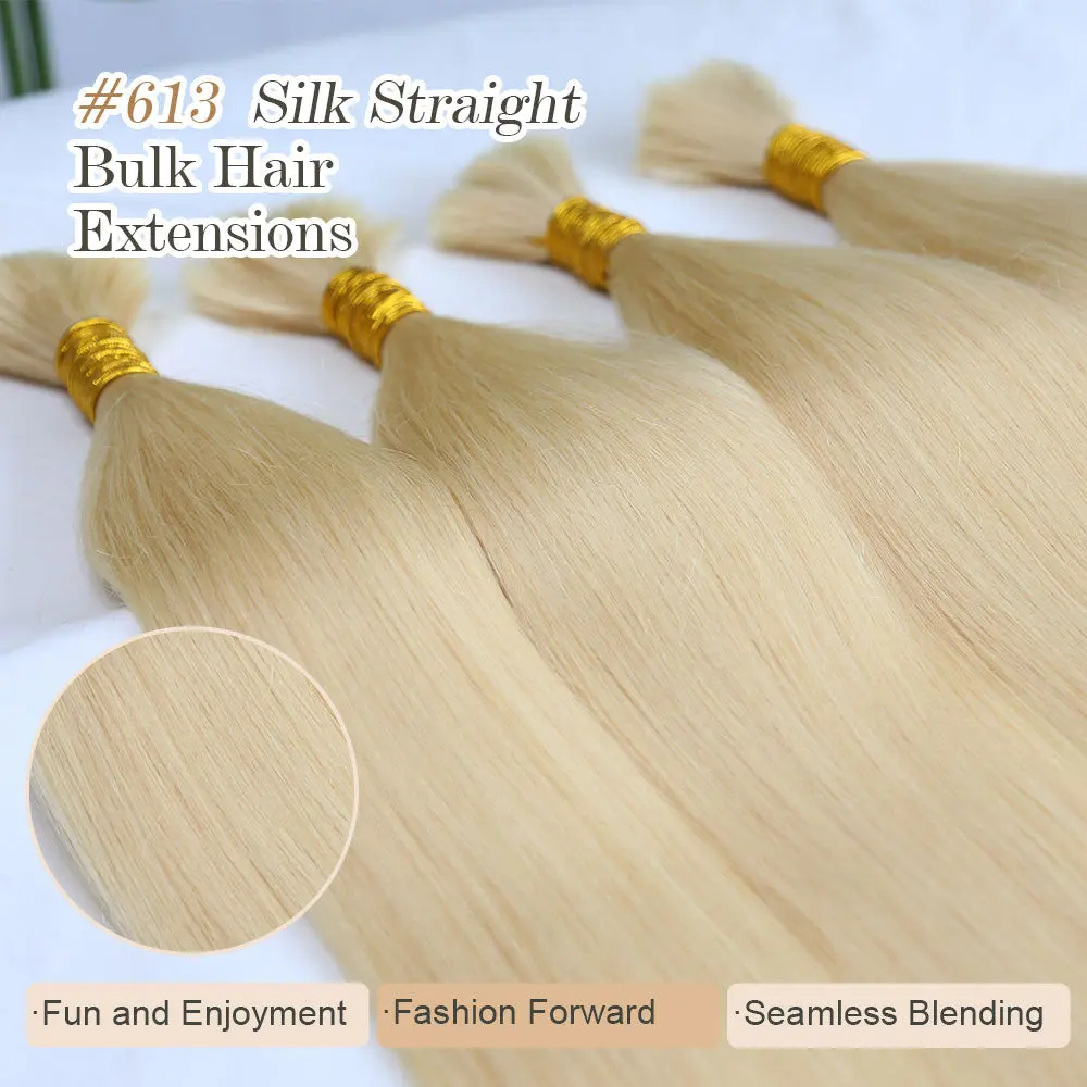 Bulk Human Hair For Braiding #613 Silk Straight - Image 3