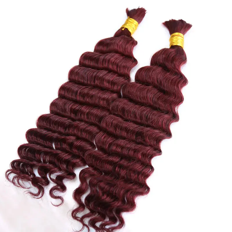 Bulk Human Hair For Braiding Burgundy Deep Wave - Image 6