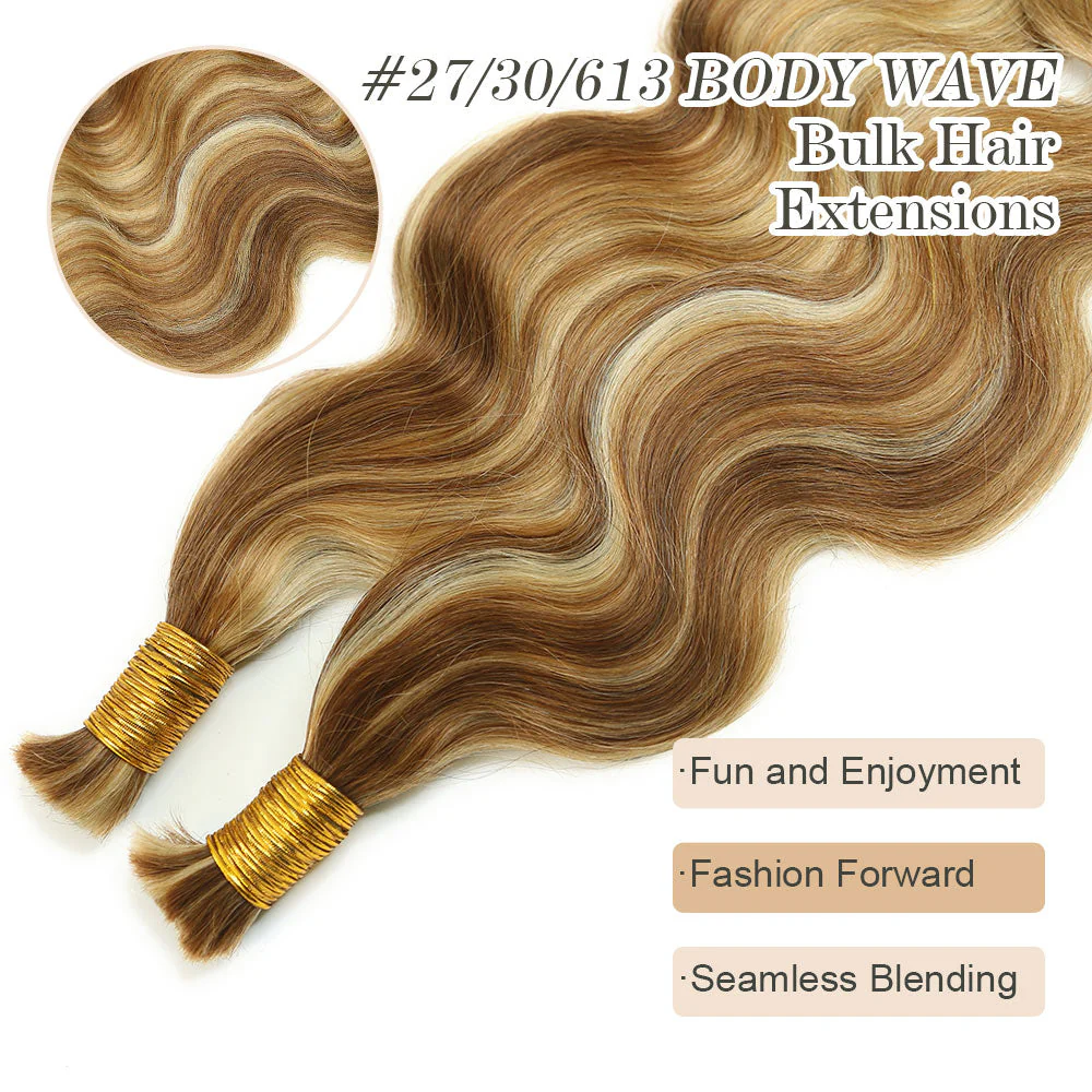 Bulk Human Hair For Braiding Blend #27/30/613 Body Wave - Image 3