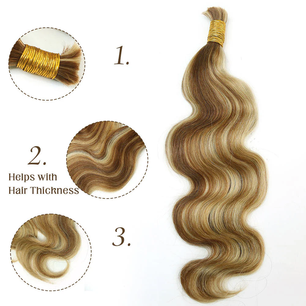Bulk Human Hair For Braiding Blend #27/30/613 Body Wave - Image 4