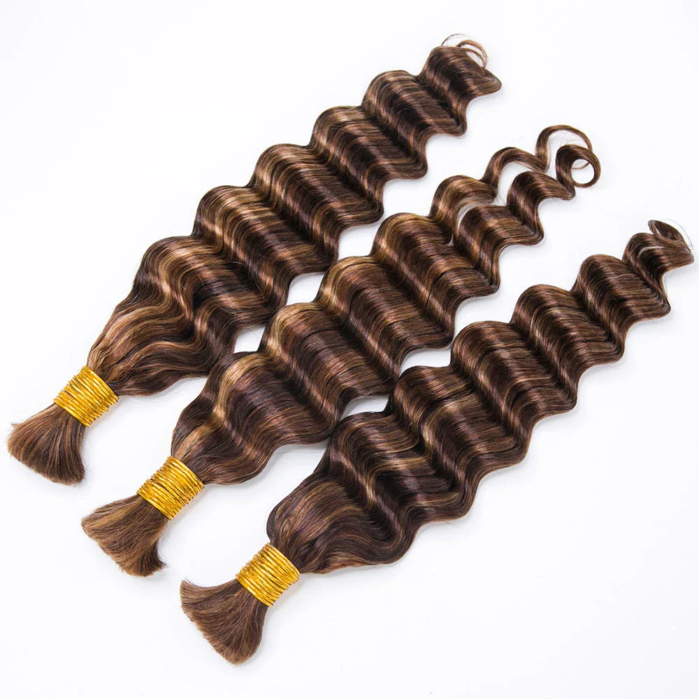 Blend #4/27/30 Bulk Human Hair For Braiding Loose Deep Wave - Image 11