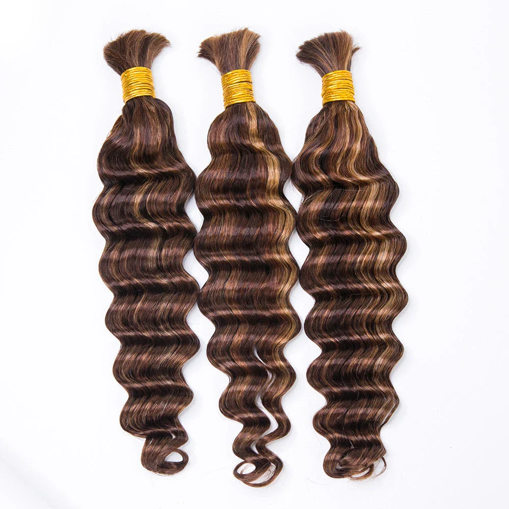 Blend #4/27/30 Bulk Human Hair For Braiding Loose Deep Wave - Image 8
