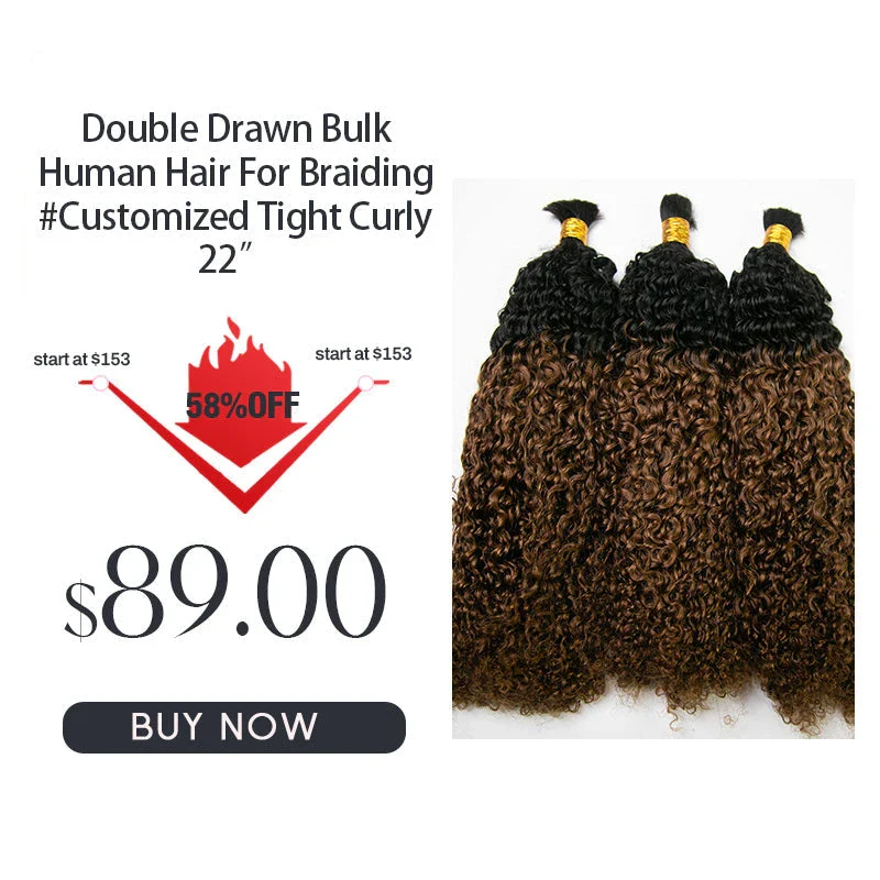 Bulk Human Hair For Braiding #Customized Tight Curly 22“ E9【CLEARANCE】