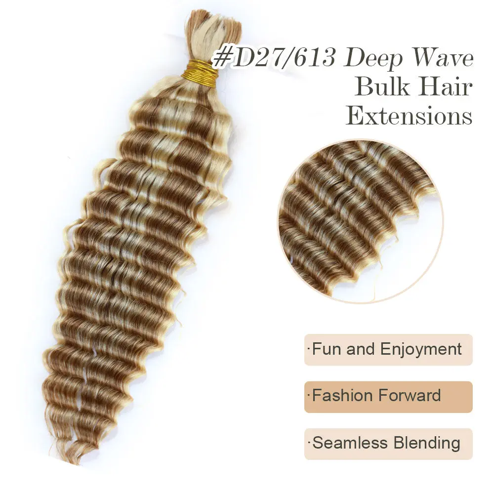 Bulk Human Hair For Braiding #D27/613 Deep Wave - Image 4