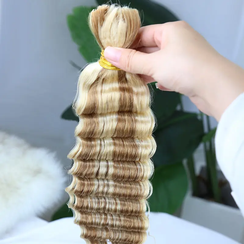 Bulk Human Hair For Braiding #D27/613 Deep Wave - Image 5