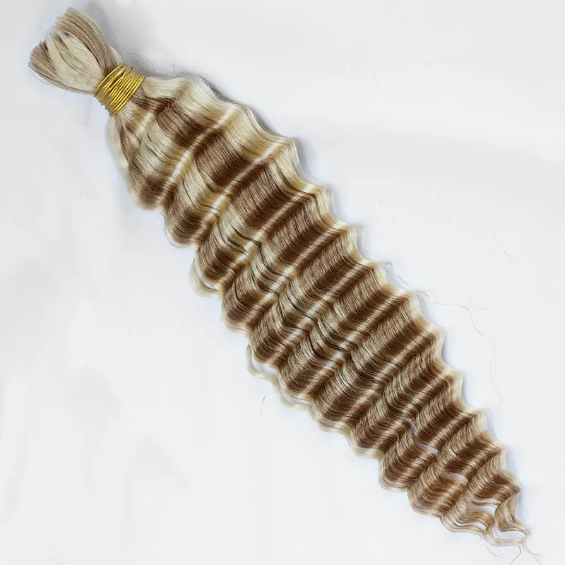Bulk Human Hair For Braiding #D27/613 Deep Wave - Image 7