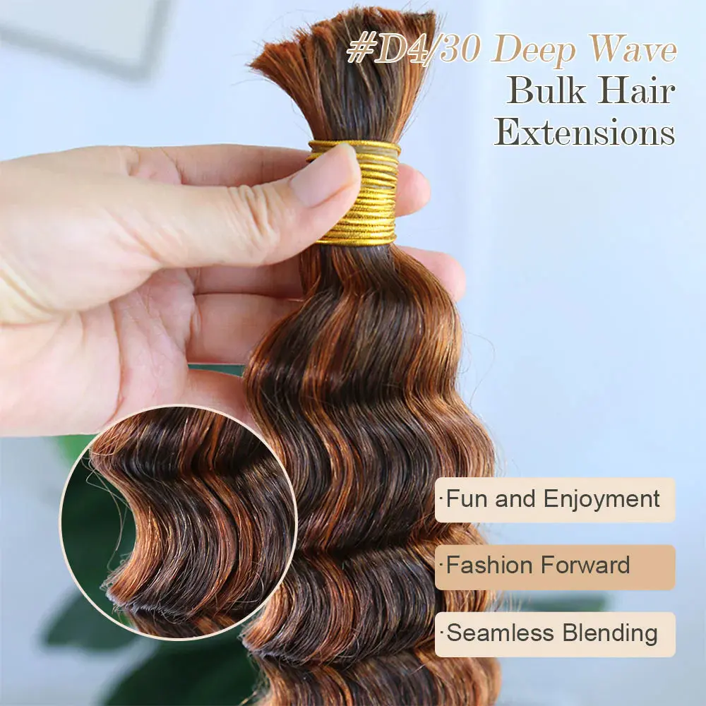 D4/30 Deep Wave Bulk Human Hair for Braiding - Image 5