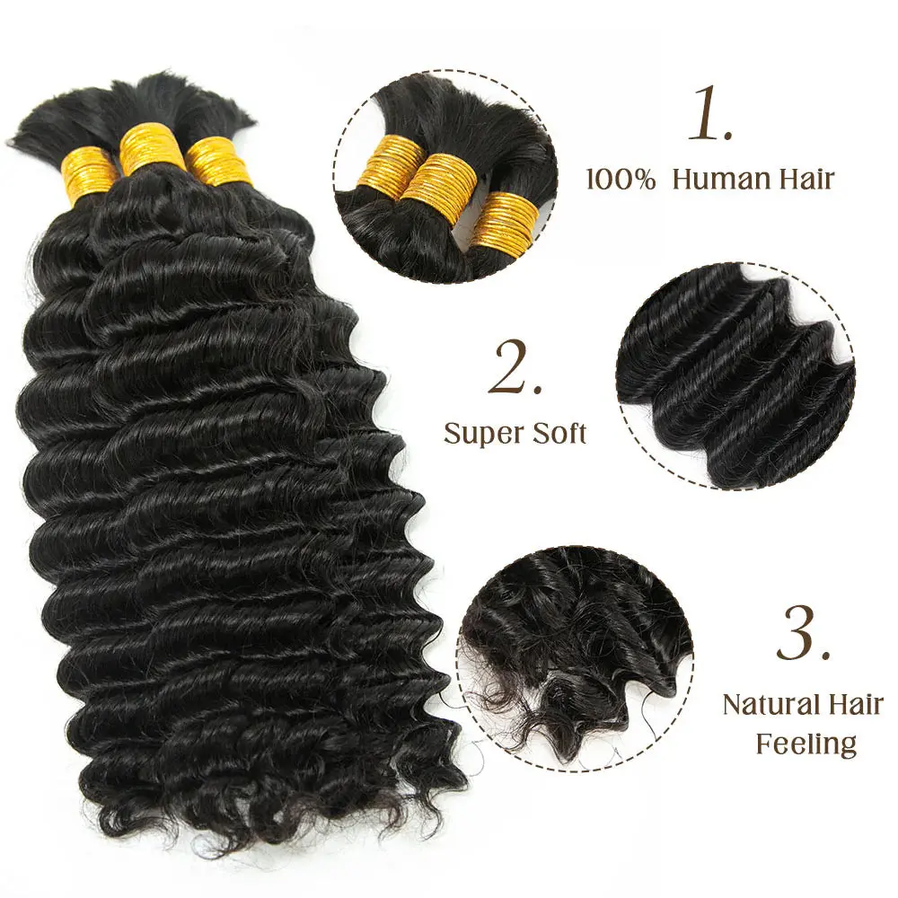 Deep Wave Bulk Human Hair For Braiding - Image 3