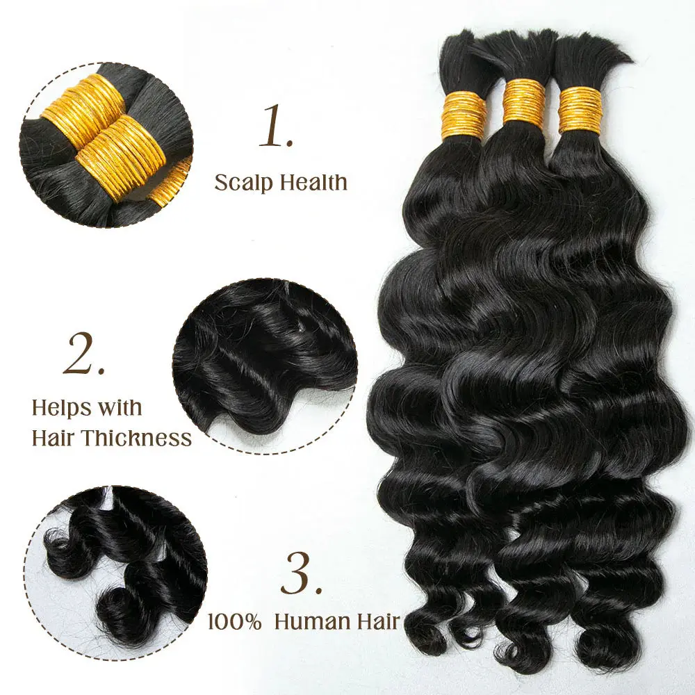 Loose Wave Human Braiding Hair | Bulk Human Hair Extensions - Image 7
