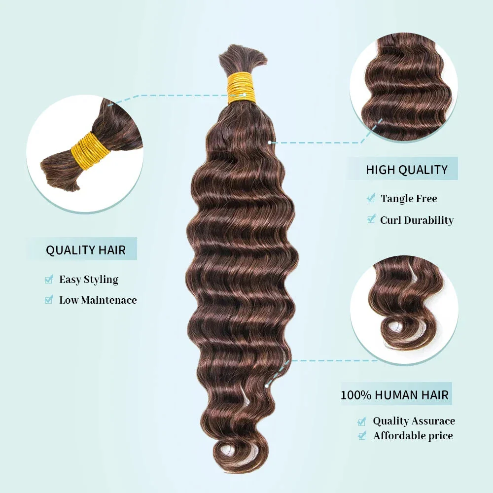 Bulk Human Hair For Braiding Mixed Blend #D4/30 Loose Deep Wave - Image 5