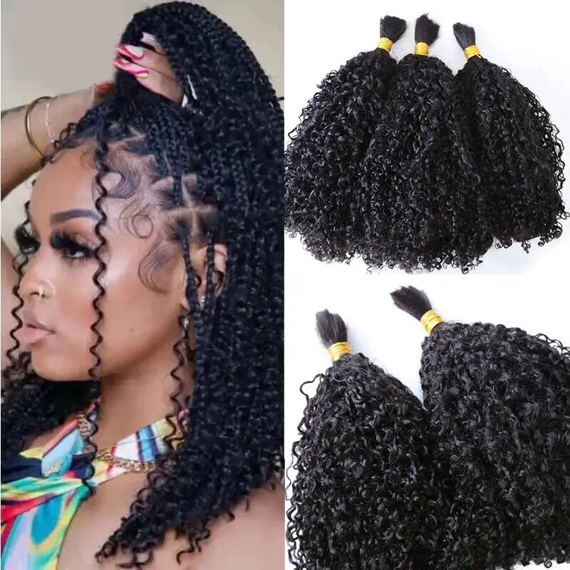 Tight Curly Bulk Human Hair For Braiding - Image 4