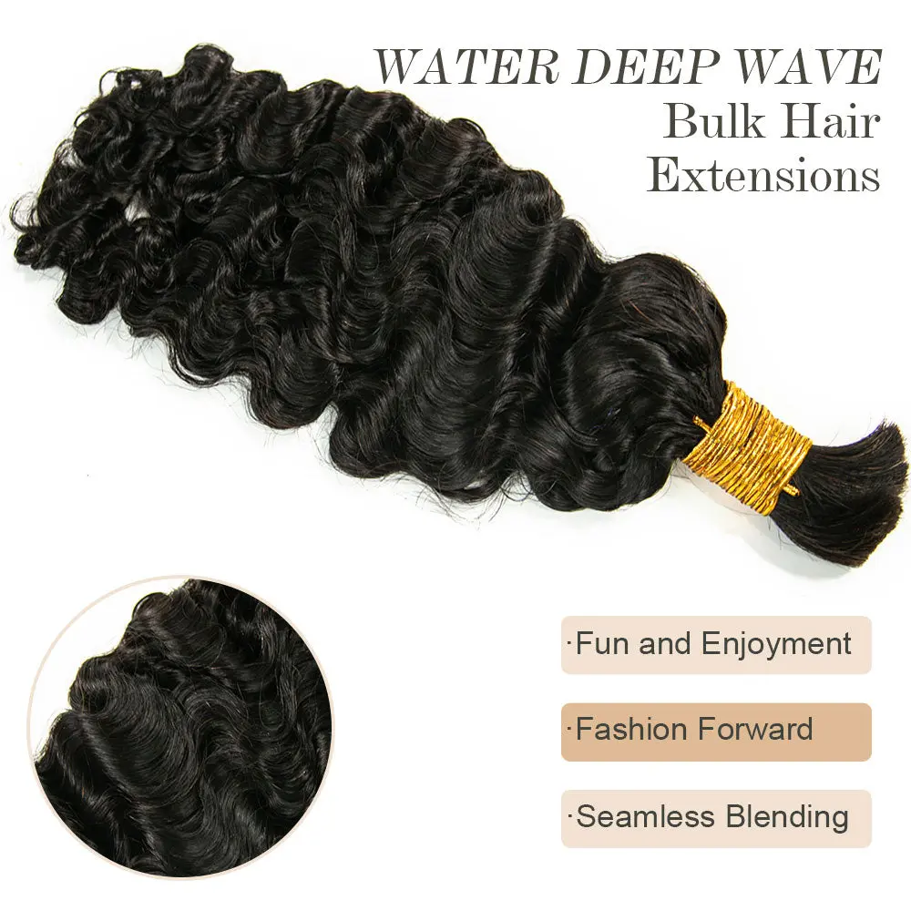 Bulk Human Hair For Braiding Water Deep Wave - Image 3