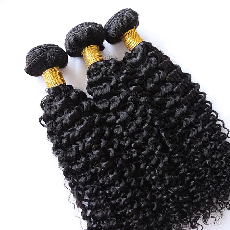 Bundles #1B Kinky Curly Human Hair Weaving - Image 2