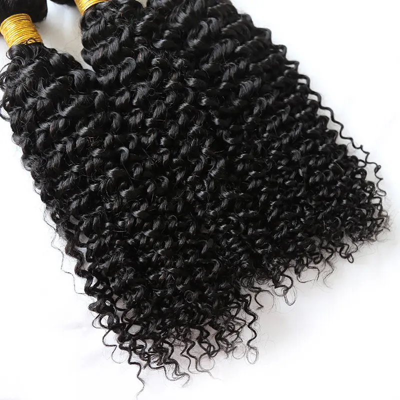 Bundles #1B Kinky Curly Human Hair Weaving - Image 3