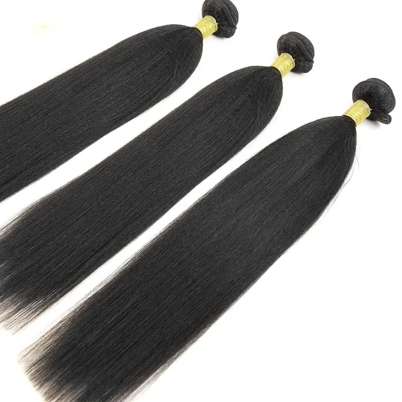 Light Yaki Straight Sew In Human Hair Extensions Weaving - Image 5